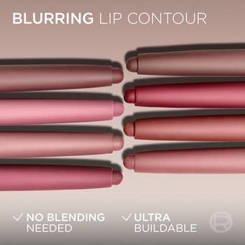 Lip contour set showing various shades of lip pencils with the text: