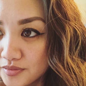 close up of reviewer with winged eyeliner on their eye