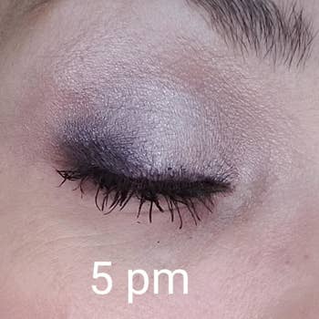 reviewer with eyeshadow looking the same labeled
