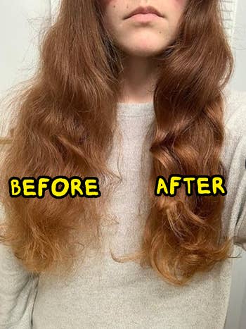 model with long wavy hair showing a 